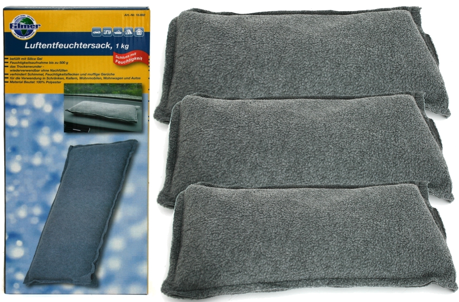 3x 1kg (1kg=5,40€) Luftentfeuchter Entfeuchter Auto KFZ Haus Granulat ...