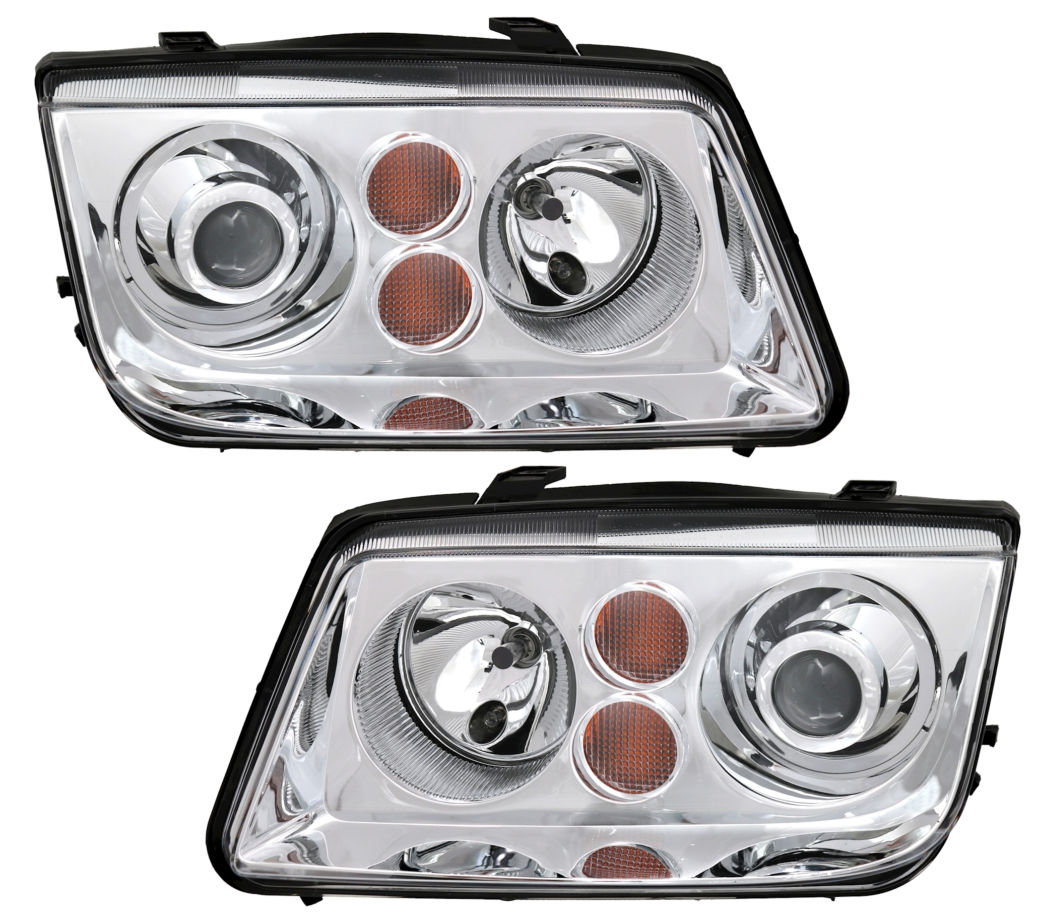 Scheinwerfer Set für VW Bora 1J H7 Halogen Chrom Xenon Projektor Linse links rechts