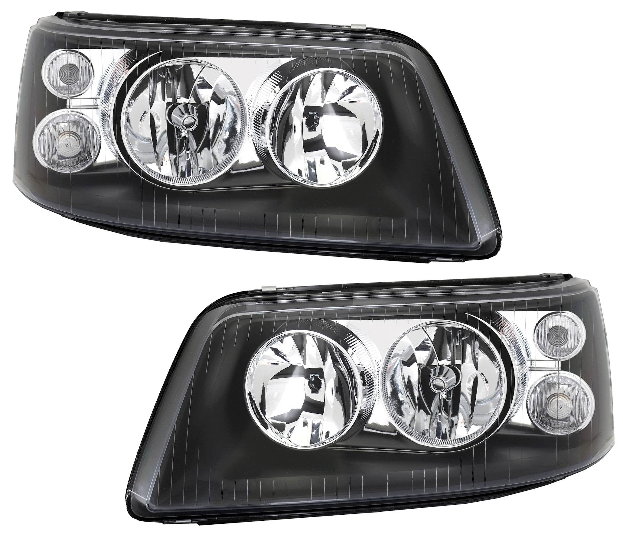 VW Bus Multivan V T5 Scheinwerfer Set Schwarz Doppellinsen H1 H7 Upgrade links rechts
